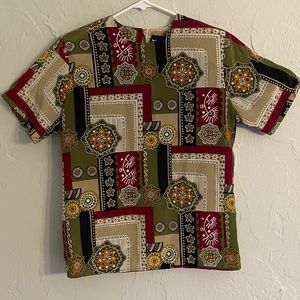 Vintage style multi patterned dress top size 4petite.